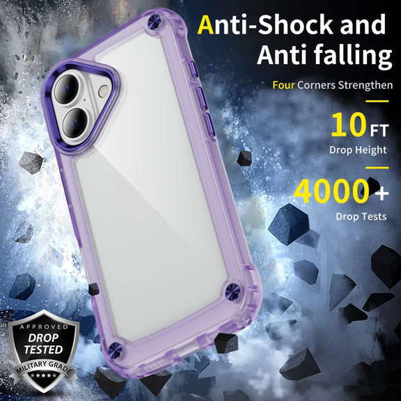For iPhone 16 Plus Skin Feel TPU + PC Phone Case(Transparent Purple)