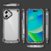 For iPhone 16 Skin Feel TPU + PC Phone Case(Transparent Black)