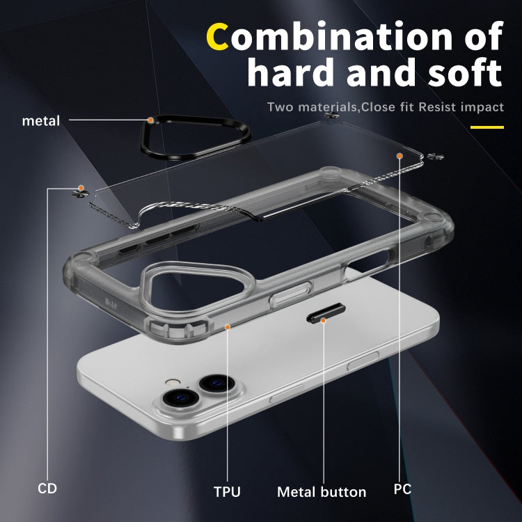 For iPhone 16 Skin Feel TPU + PC Phone Case(Transparent Black)