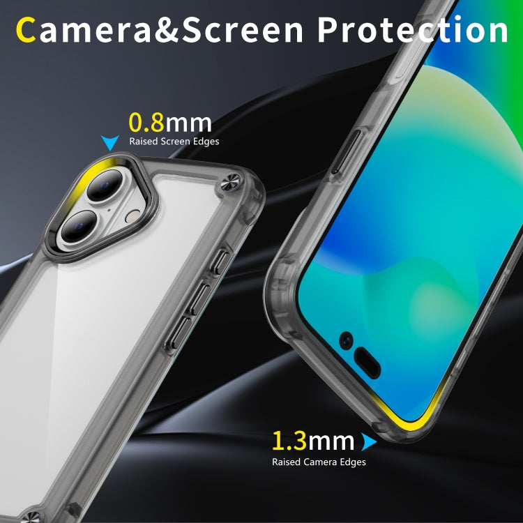 For iPhone 16 Skin Feel TPU + PC Phone Case(Transparent Black)