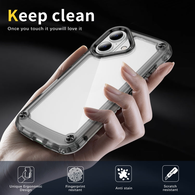 For iPhone 16 Skin Feel TPU + PC Phone Case(Transparent Black)