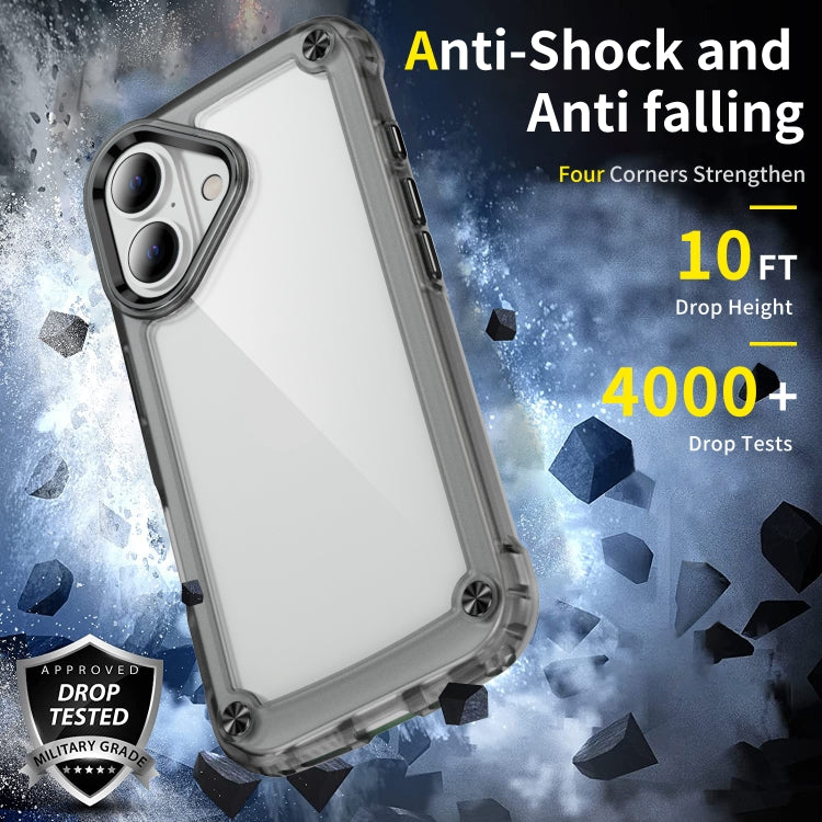 For iPhone 16 Skin Feel TPU + PC Phone Case(Transparent Black)