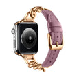 For Apple Watch 38mm Chain Genuine Leather Watch Band, Size: S(Rose Gold Pale Mauve) - free shipping - PMC TechLife - Order now!
