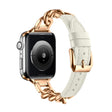 For Apple Watch 38mm Chain Genuine Leather Watch Band, Size: S(Rose Gold Beige) - free shipping - PMC TechLife - Order now!