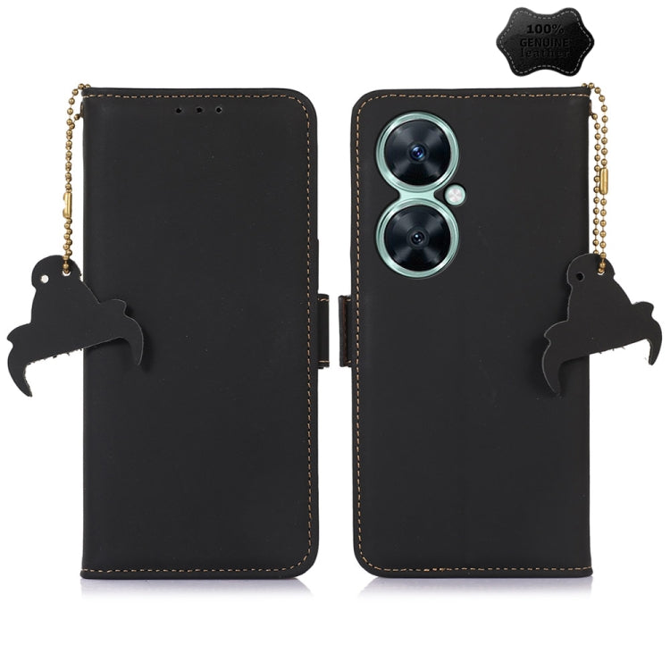 For Huawei Nova 11i / Maimang 20 5G / Enjoy 60 Pro Genuine Leather Magnetic RFID Leather Phone Case(Black)