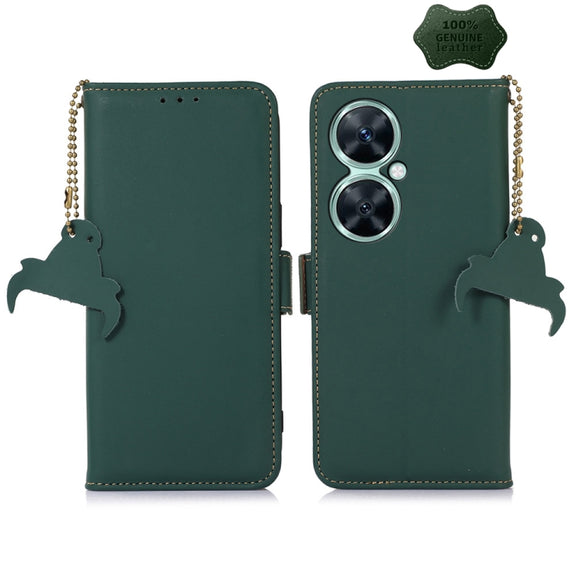 For Huawei Nova 11i / Maimang 20 5G / Enjoy 60 Pro Genuine Leather Magnetic RFID Leather Phone Case(Green)