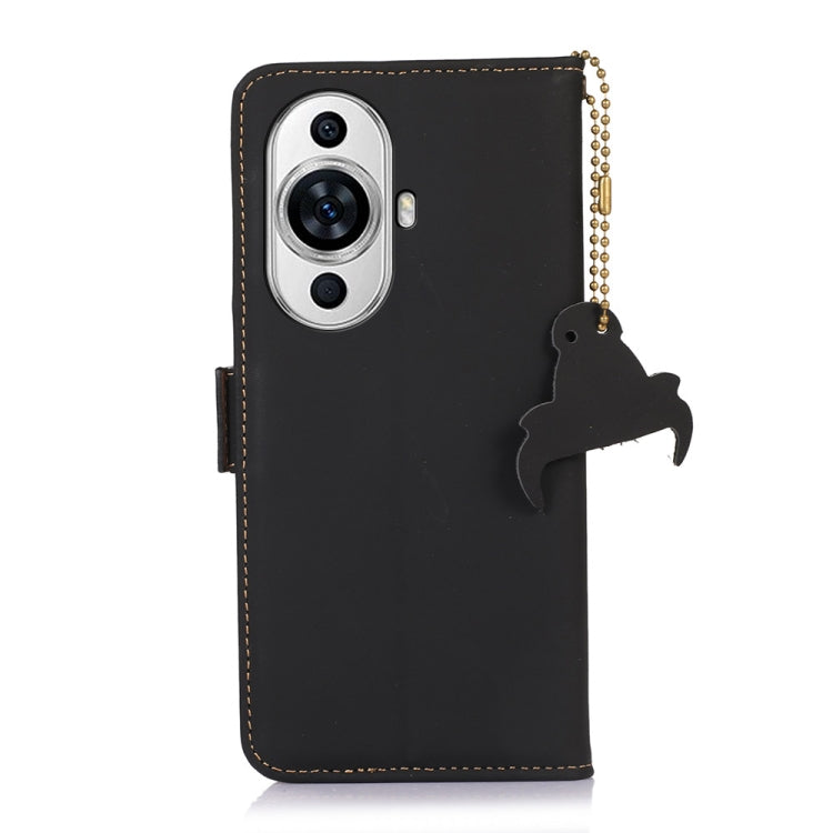 For Huawei Nova 11 Genuine Leather Magnetic RFID Leather Phone Case(Black)