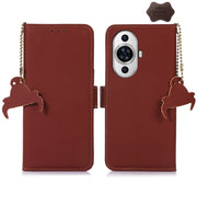 For Huawei Nova 11 Genuine Leather Magnetic RFID Leather Phone Case(Coffee)