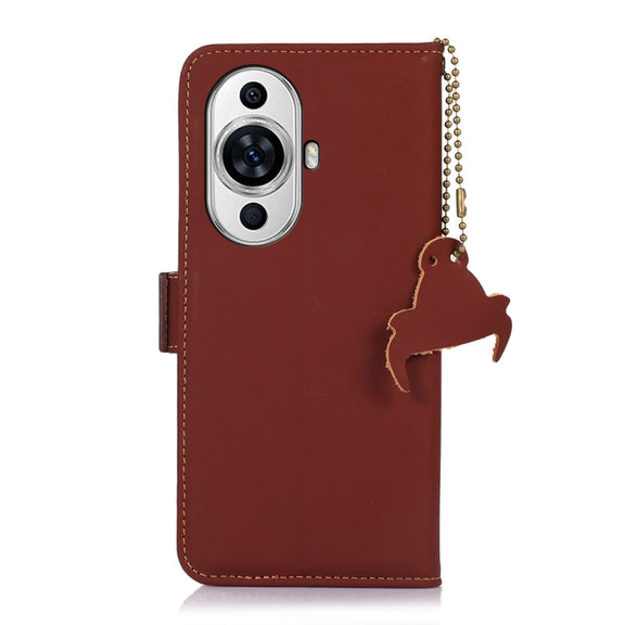 For Huawei Nova 11 Genuine Leather Magnetic RFID Leather Phone Case(Coffee)