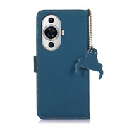 For Huawei Nova 11 Genuine Leather Magnetic RFID Leather Phone Case(Blue)