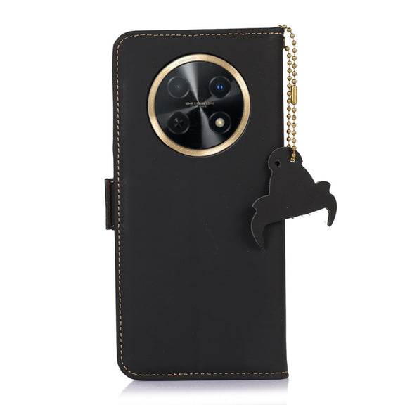 For Huawei Enjoy 60X / Nova Y91 4G Genuine Leather Magnetic RFID Leather Phone Case(Black)