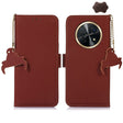 For Huawei Enjoy 60X / Nova Y91 4G Genuine Leather Magnetic RFID Leather Phone Case(Coffee) - Huawei Cases by PMC TechLife | Online Shopping South Africa | PMC TechLife | Buy Now Pay Later Mobicred