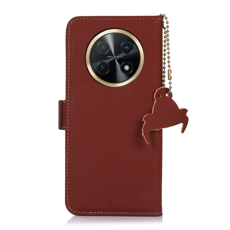 For Huawei Enjoy 60X / Nova Y91 4G Genuine Leather Magnetic RFID Leather Phone Case(Coffee)