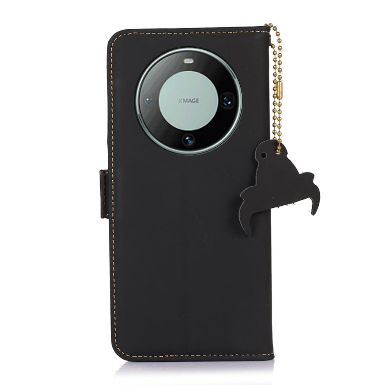 For Huawei Mate 60 Genuine Leather Magnetic RFID Leather Phone Case(Black)