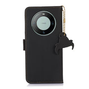 For Huawei Mate 60 Genuine Leather Magnetic RFID Leather Phone Case(Black)