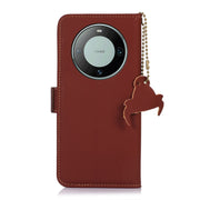 For Huawei Mate 60 Genuine Leather Magnetic RFID Leather Phone Case(Coffee)