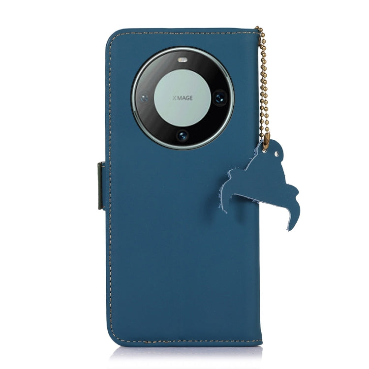 For Huawei Mate 60 Genuine Leather Magnetic RFID Leather Phone Case(Blue)