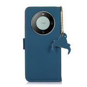 For Huawei Mate 60 Genuine Leather Magnetic RFID Leather Phone Case(Blue)