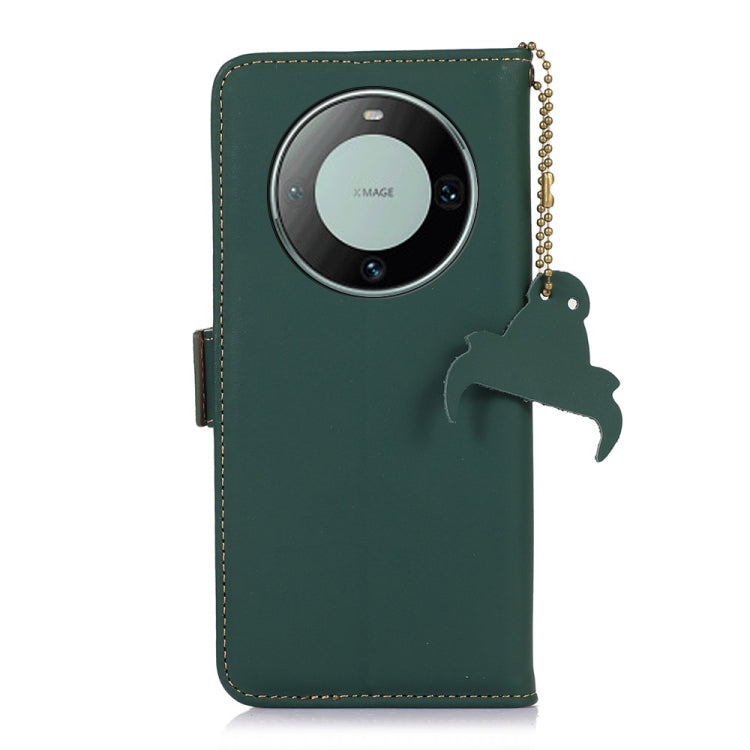 For Huawei Mate 60 Genuine Leather Magnetic RFID Leather Phone Case(Green)