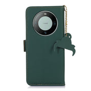 For Huawei Mate 60 Genuine Leather Magnetic RFID Leather Phone Case(Green)