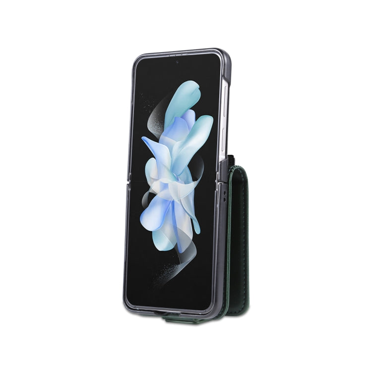 For Samsung Galaxy Z Flip5 5G AZNS Magnetic Calf Texture Flip Leather Phone Case(Dark Green)