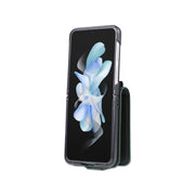 For Samsung Galaxy Z Flip5 5G AZNS Magnetic Calf Texture Flip Leather Phone Case(Dark Green)