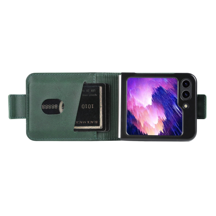 For Samsung Galaxy Z Flip5 5G AZNS Magnetic Calf Texture Flip Leather Phone Case(Dark Green)