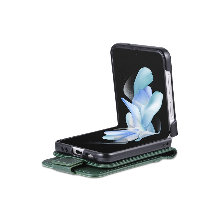 For Samsung Galaxy Z Flip5 5G AZNS Magnetic Calf Texture Flip Leather Phone Case(Dark Green)