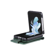 For Samsung Galaxy Z Flip5 5G AZNS Magnetic Calf Texture Flip Leather Phone Case(Dark Green)