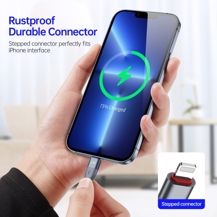 DUZZONA A1 PD 20W Type-C to 8 Pin Fast Charging Data Cable, Length:2m(Grey)