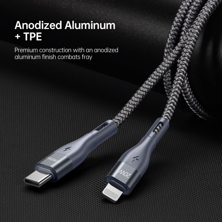 DUZZONA A1 PD 20W Type-C to 8 Pin Fast Charging Data Cable, Length:2m(Grey)