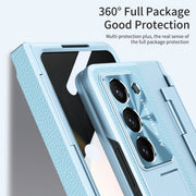 For Samsung Galaxy Z Fold5 5G Integrated Full Coverage Pen Slot Folding Phone Case with Stylus(Blue)
