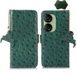 For Asus Zenfone 10 / Zenfone 9 Ostrich Pattern Genuine Leather RFID Phone Case(Green) - ASUS Cases by PMC TechLife | Online Shopping South Africa | PMC TechLife | Buy Now Pay Later Mobicred
