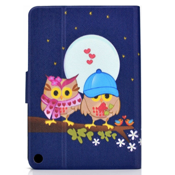 For Amazon Fire Max 11 2023 Colored Drawing Smart Leather Tablet Case(Couple Owls)