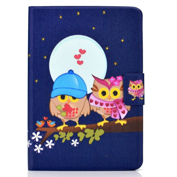 For Amazon Fire Max 11 2023 Colored Drawing Smart Leather Tablet Case(Couple Owls)