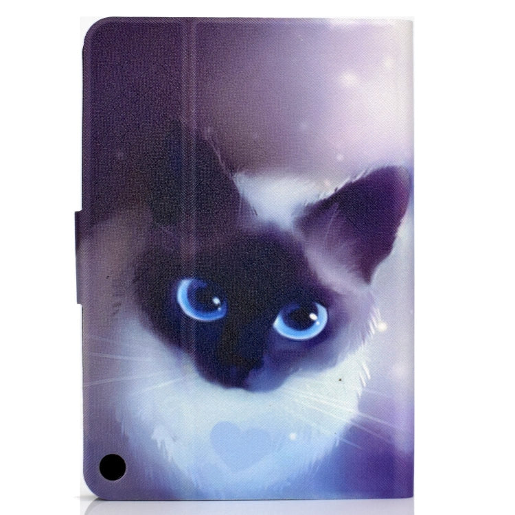 For Amazon Fire Max 11 2023 Colored Drawing Smart Leather Tablet Case(Blue-eyed Cat)