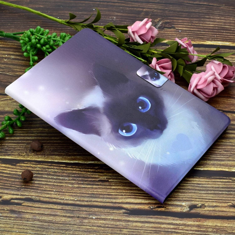 For Amazon Fire Max 11 2023 Colored Drawing Smart Leather Tablet Case(Blue-eyed Cat)