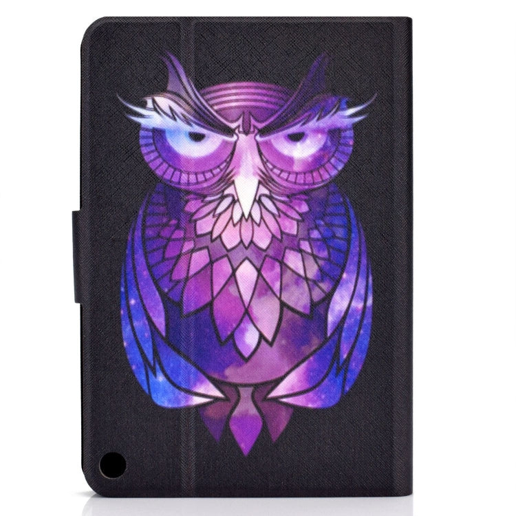 For Amazon Fire Max 11 2023 Colored Drawing Smart Leather Tablet Case(Owl)