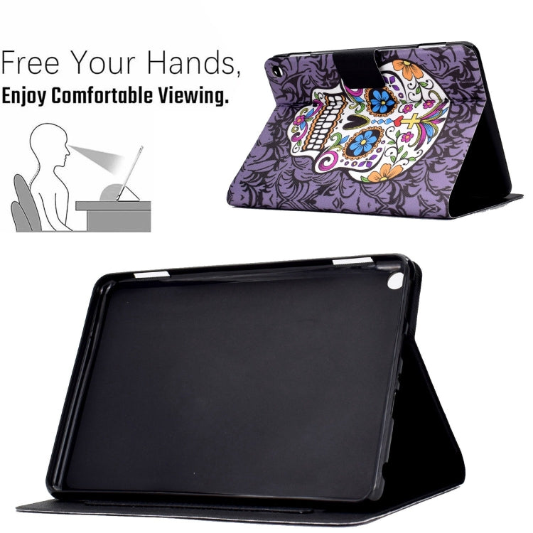 For Amazon Fire Max 11 2023 Colored Drawing Smart Leather Tablet Case(Skull)