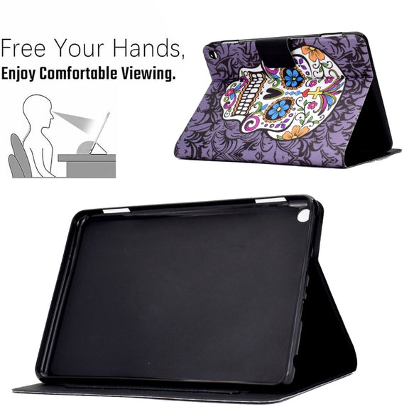 For Amazon Fire Max 11 2023 Colored Drawing Smart Leather Tablet Case(Skull)
