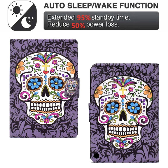 For Amazon Fire Max 11 2023 Colored Drawing Smart Leather Tablet Case(Skull)