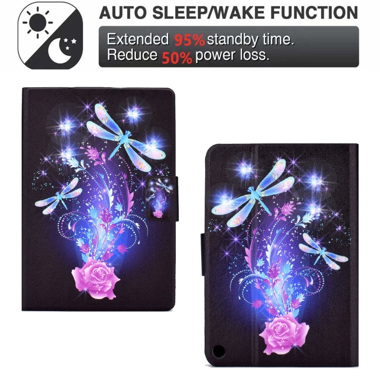 For Amazon Fire Max 11 2023 Colored Drawing Smart Leather Tablet Case(Dragonfly)