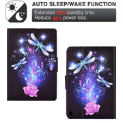 For Amazon Fire Max 11 2023 Colored Drawing Smart Leather Tablet Case(Dragonfly)
