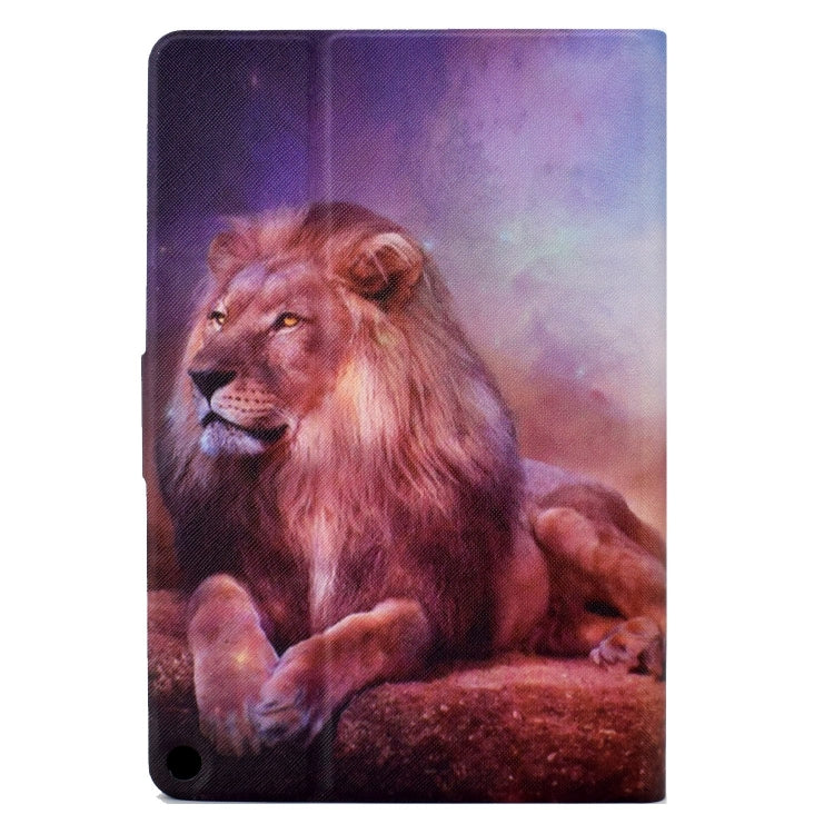 For Amazon Fire Max 11 2023 Colored Drawing Smart Leather Tablet Case(Lion King)