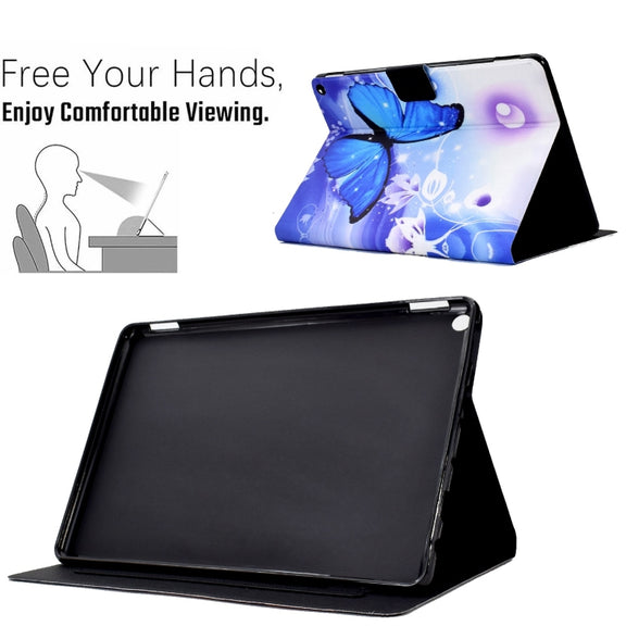For Amazon Fire Max 11 2023 Colored Drawing Smart Leather Tablet Case(Blue Butterfly)