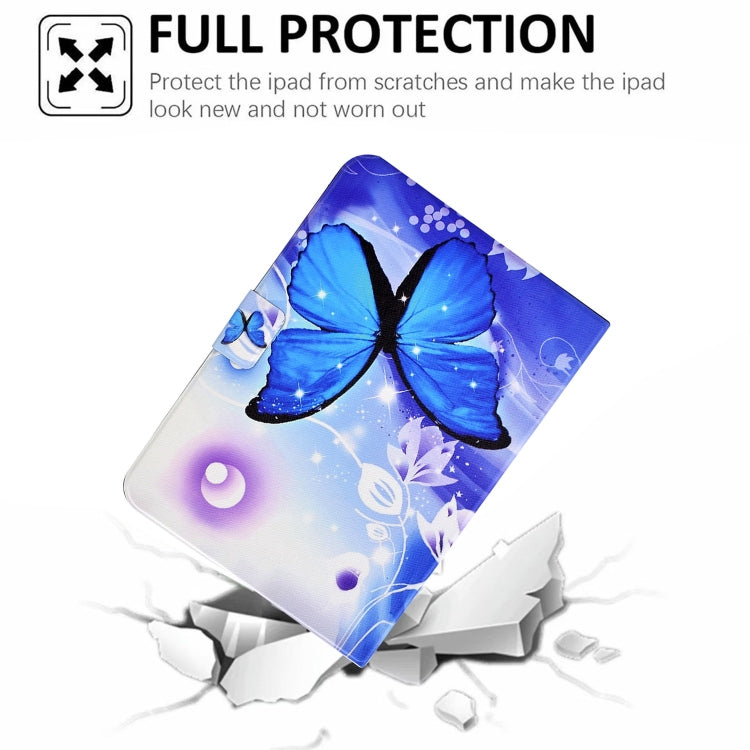 For Amazon Fire Max 11 2023 Colored Drawing Smart Leather Tablet Case(Blue Butterfly)