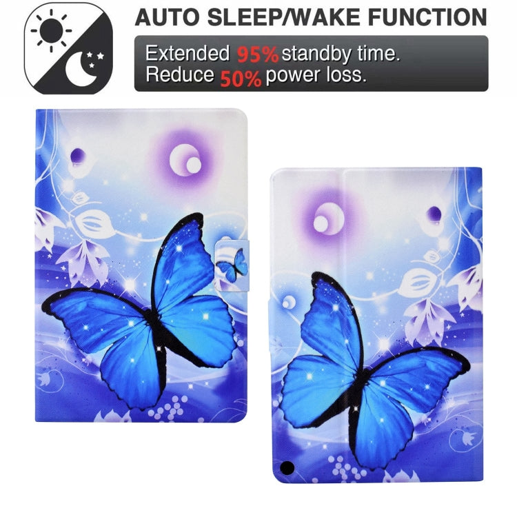 For Amazon Fire Max 11 2023 Colored Drawing Smart Leather Tablet Case(Blue Butterfly)