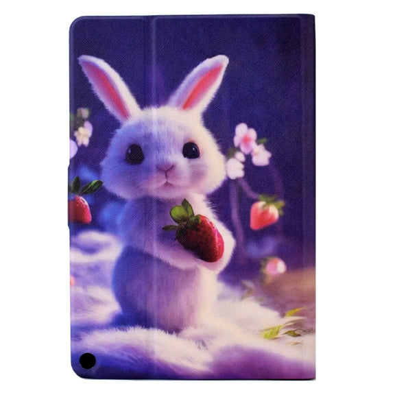 For Amazon Fire Max 11 2023 Colored Drawing Smart Leather Tablet Case(Strawberry Bunny)