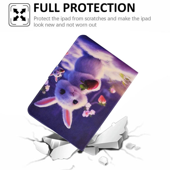 For Amazon Fire Max 11 2023 Colored Drawing Smart Leather Tablet Case(Strawberry Bunny)