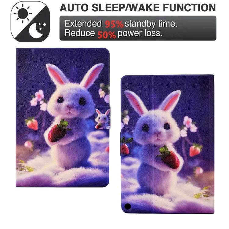 For Amazon Fire Max 11 2023 Colored Drawing Smart Leather Tablet Case(Strawberry Bunny)